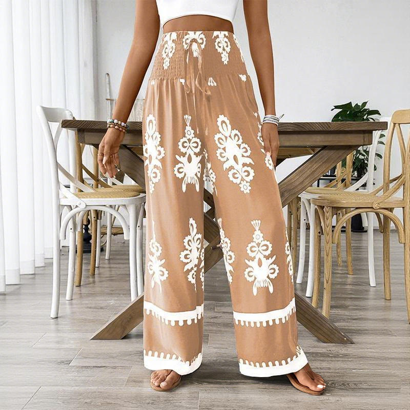 Olivenorma Pantaloni larghi e comodi da donna, stampati, casual, primavera estate - image 12