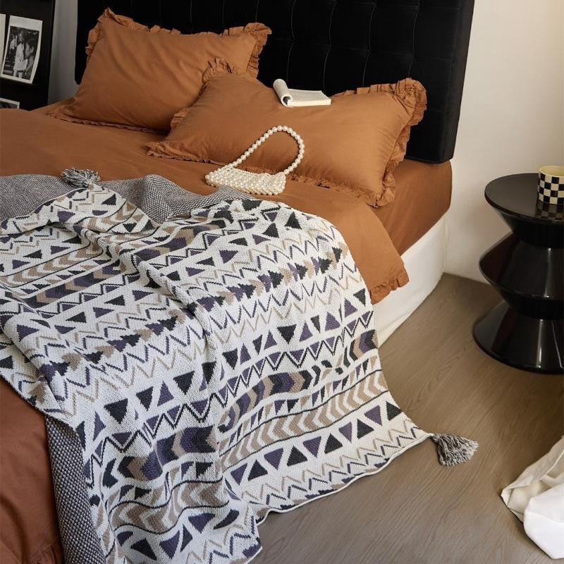 Coperta con nappe in maglia bohémien Brigg Olivenorma - image 6