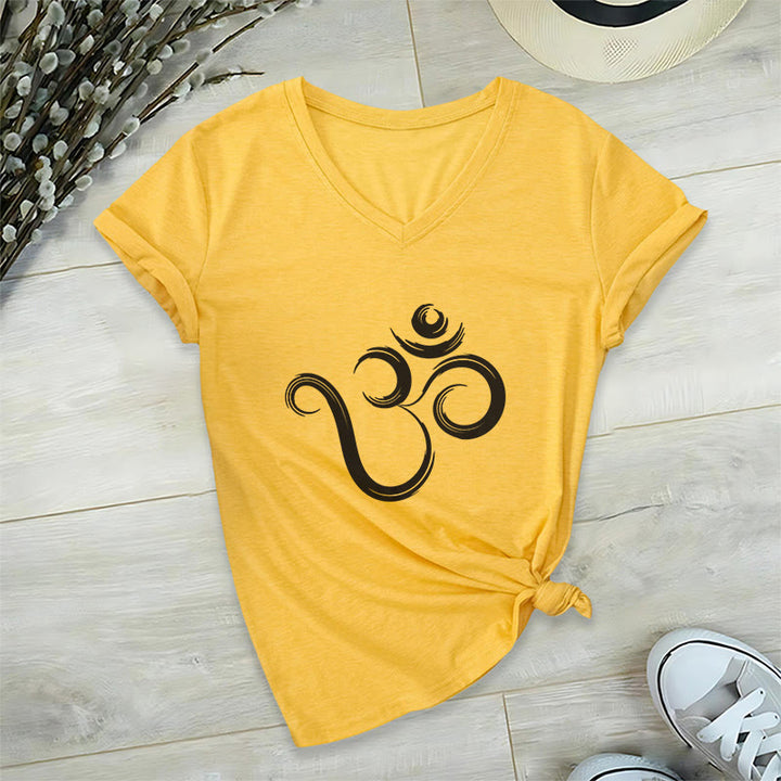 Olivenorma Breathe Yoga Meditation Maglietta scollo a V ispiratrice - Giallo - 2XL - image 14