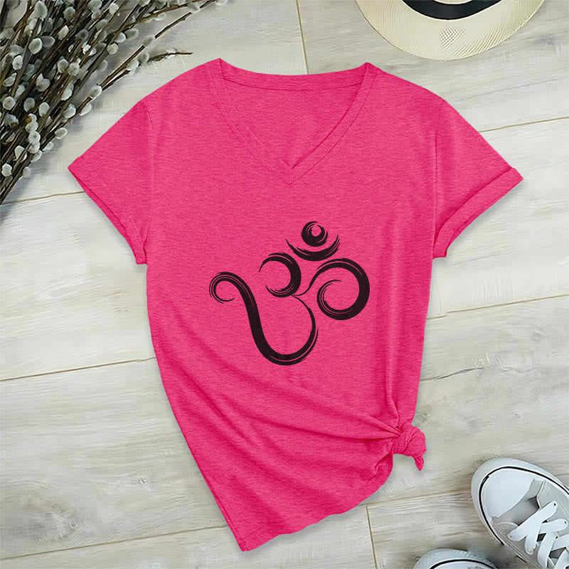 Olivenorma Breathe Yoga Meditation Maglietta scollo a V ispiratrice - Rosa rossa - 2XL - image 18