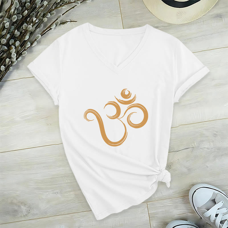Olivenorma Breathe Yoga Meditation Maglietta scollo a V ispiratrice - Bianco - 2XL - image 0