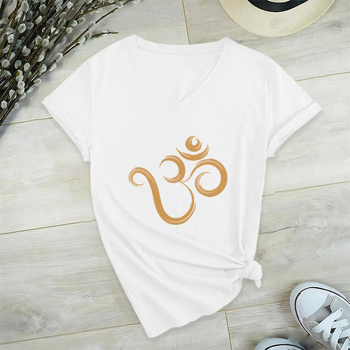 Olivenorma Breathe Yoga Meditation Maglietta scollo a V ispiratrice - Bianco - 2XL - image 0