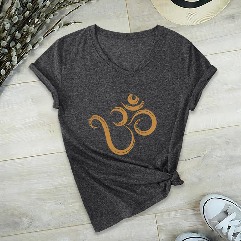 Olivenorma Breathe Yoga Meditation Maglietta scollo a V ispiratrice - Grigio - 2XL - image 8