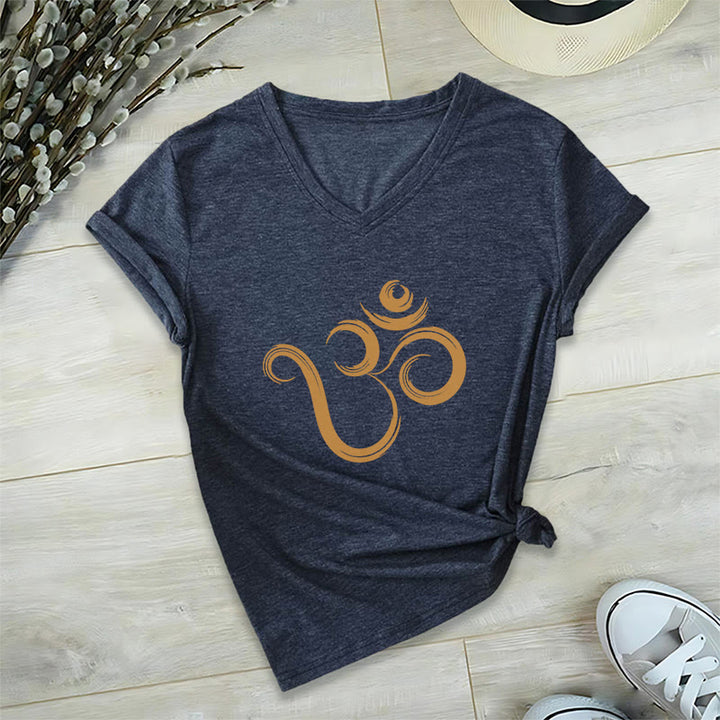 Olivenorma Breathe Yoga Meditation Maglietta scollo a V ispiratrice - Blu navy - 2XL - image 2