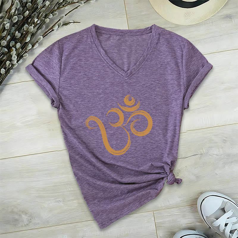 Olivenorma Breathe Yoga Meditation Maglietta scollo a V ispiratrice - Viola - 2XL - image 24