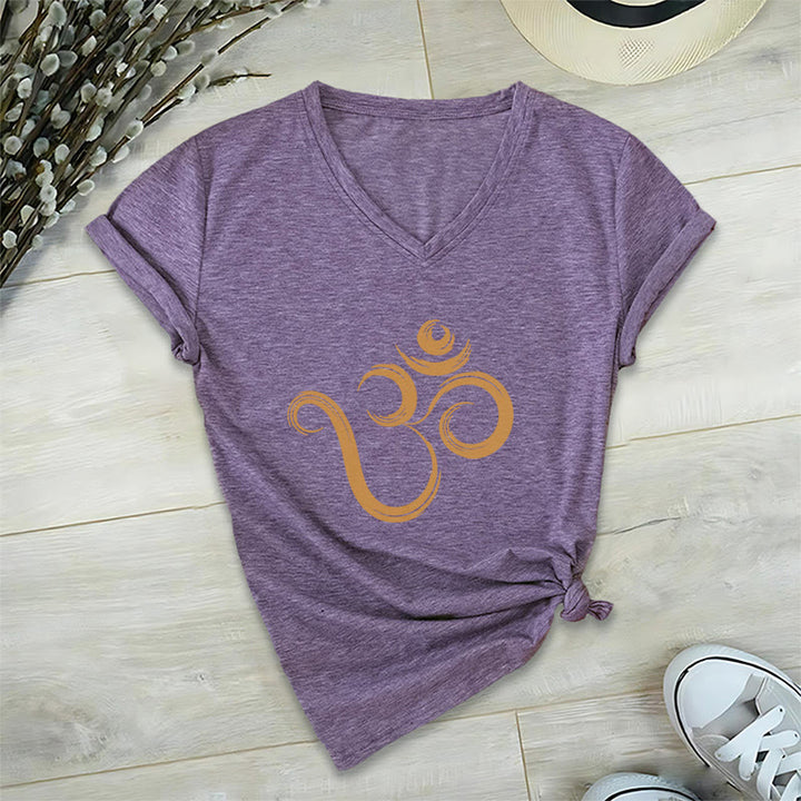 Olivenorma Breathe Yoga Meditation Maglietta scollo a V ispiratrice - Viola - 2XL - image 24