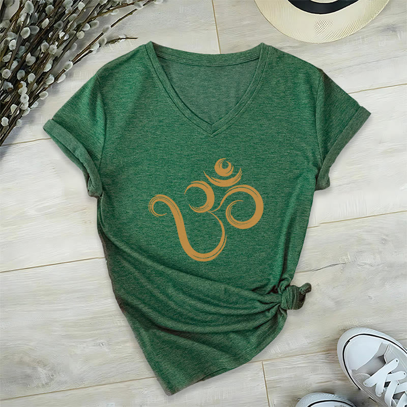 Olivenorma Breathe Yoga Meditation Maglietta scollo a V ispiratrice - Verde scuro - 2XL - image 4