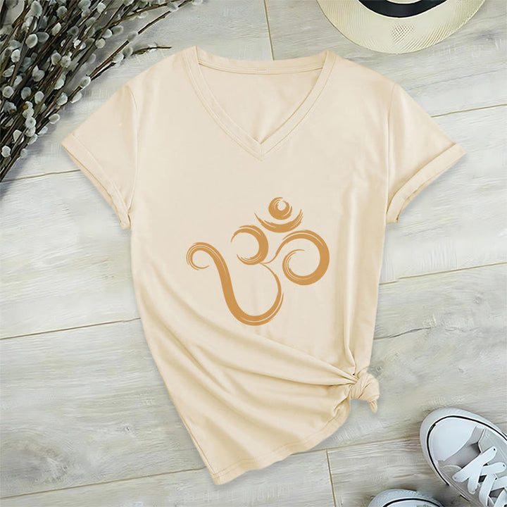 Olivenorma Breathe Yoga Meditation Maglietta scollo a V ispiratrice - Cachi - 2XL - image 20