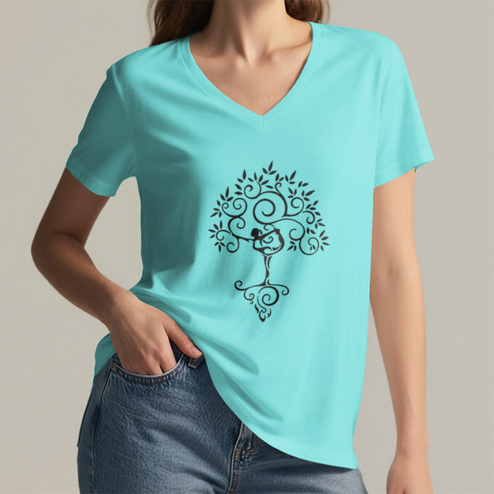 Olivenorma Yoga Lover Namaste Meditation T-shirt con scollo a V - image 25