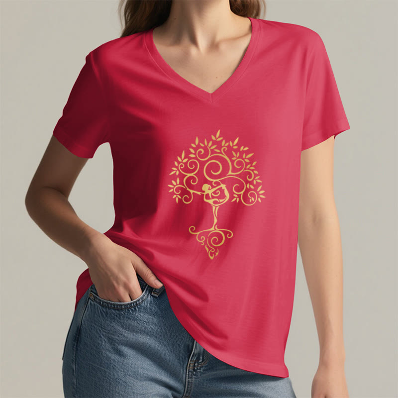 Olivenorma Yoga Lover Namaste Meditation T-shirt con scollo a V - image 15
