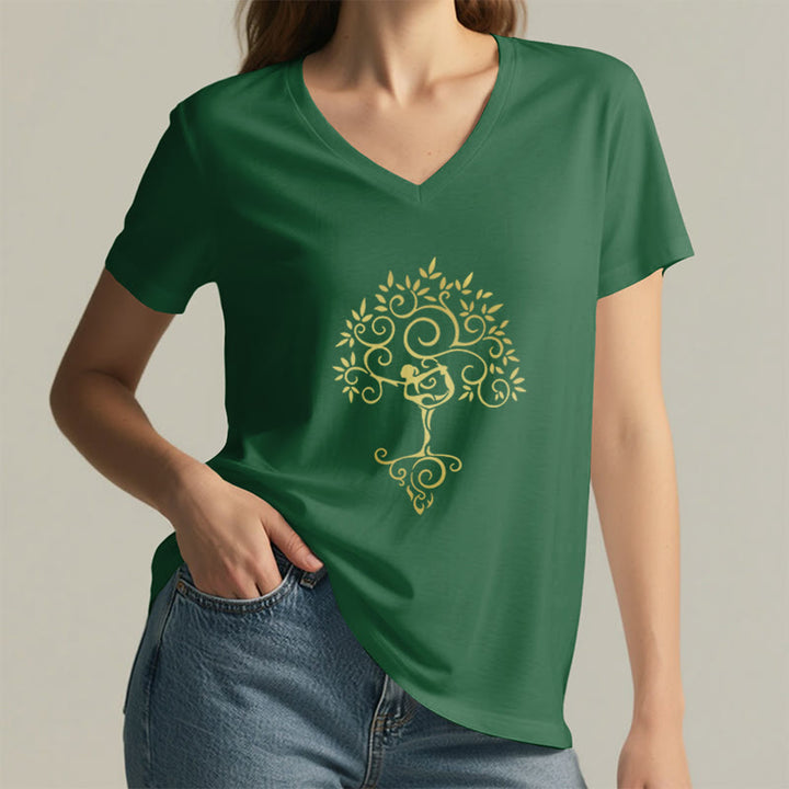 Olivenorma Yoga Lover Namaste Meditation T-shirt con scollo a V - image 7