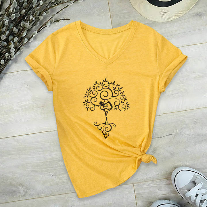 Olivenorma Yoga Lover Namaste Meditation T-shirt con scollo a V - Giallo - 2XL - image 16