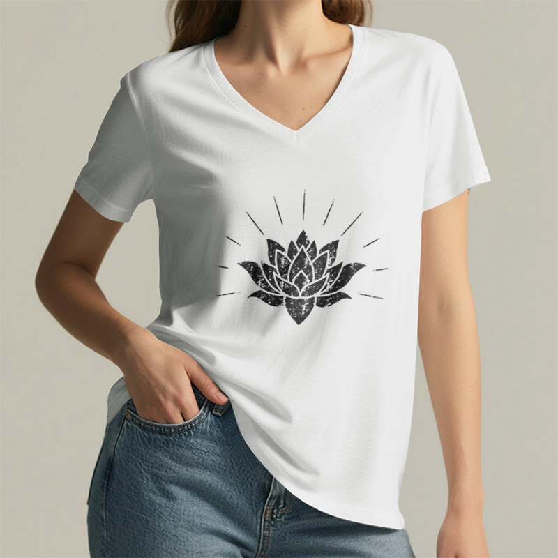 T-shirt con scollo a V Olivenorma Lotus Zen Yoga - image 7