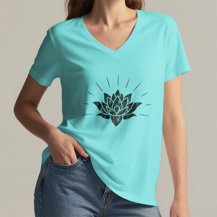 T-shirt con scollo a V Olivenorma Lotus Zen Yoga - image 23