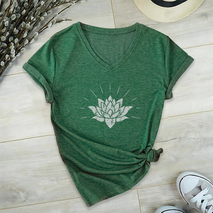 T-shirt con scollo a V Olivenorma Lotus Zen Yoga - Verde scuro - 2XL - image 10