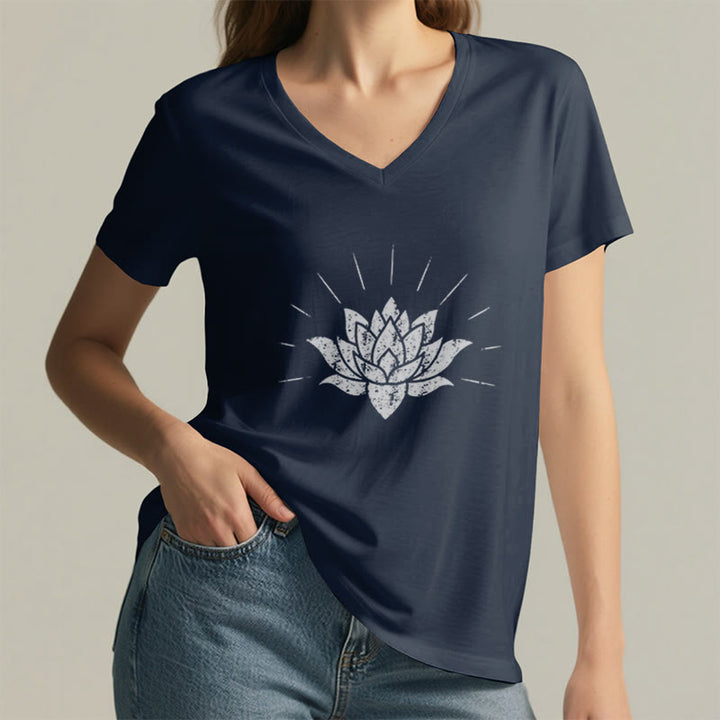 T-shirt con scollo a V Olivenorma Lotus Zen Yoga - image 9
