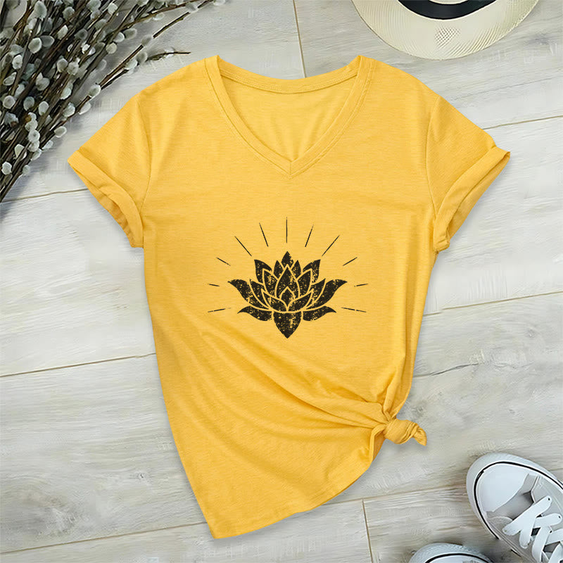 T-shirt con scollo a V Olivenorma Lotus Zen Yoga - Giallo - 2XL - image 16