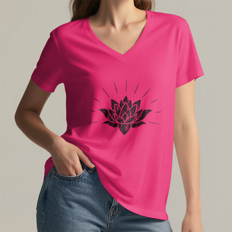 T-shirt con scollo a V Olivenorma Lotus Zen Yoga - image 21