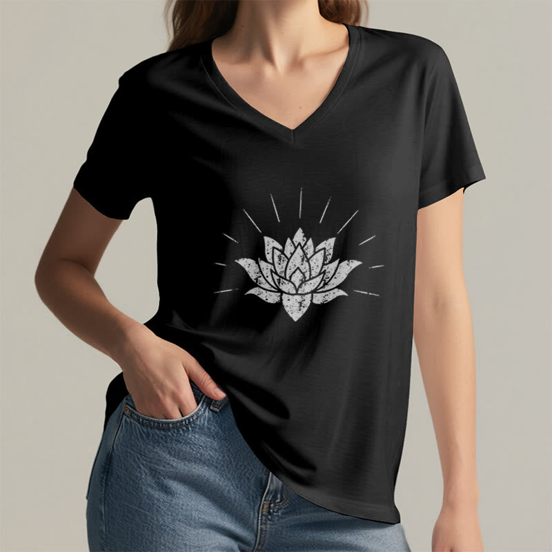 T-shirt con scollo a V Olivenorma Lotus Zen Yoga - image 3