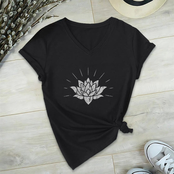 T-shirt con scollo a V Olivenorma Lotus Zen Yoga - Nero - 2XL - image 2