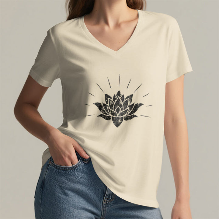 T-shirt con scollo a V Olivenorma Lotus Zen Yoga - image 5