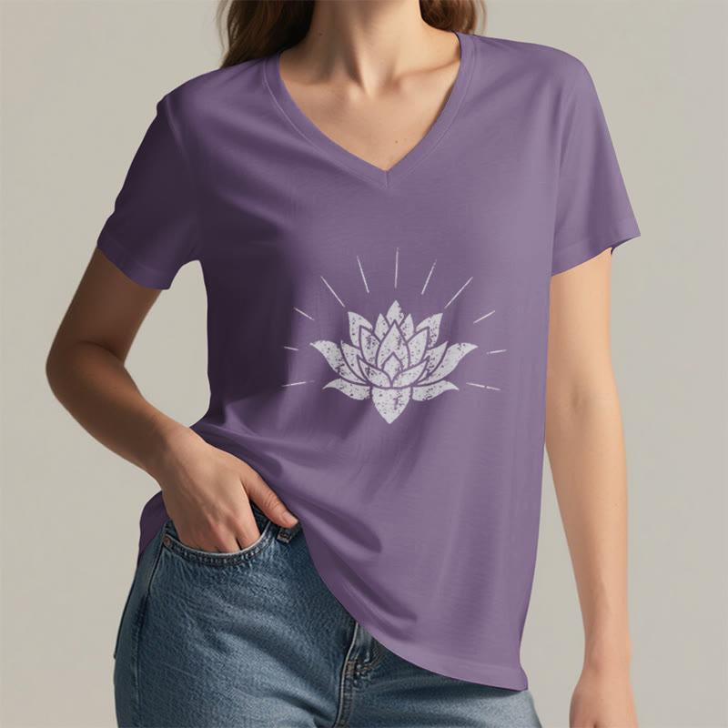 T-shirt con scollo a V Olivenorma Lotus Zen Yoga - image 25
