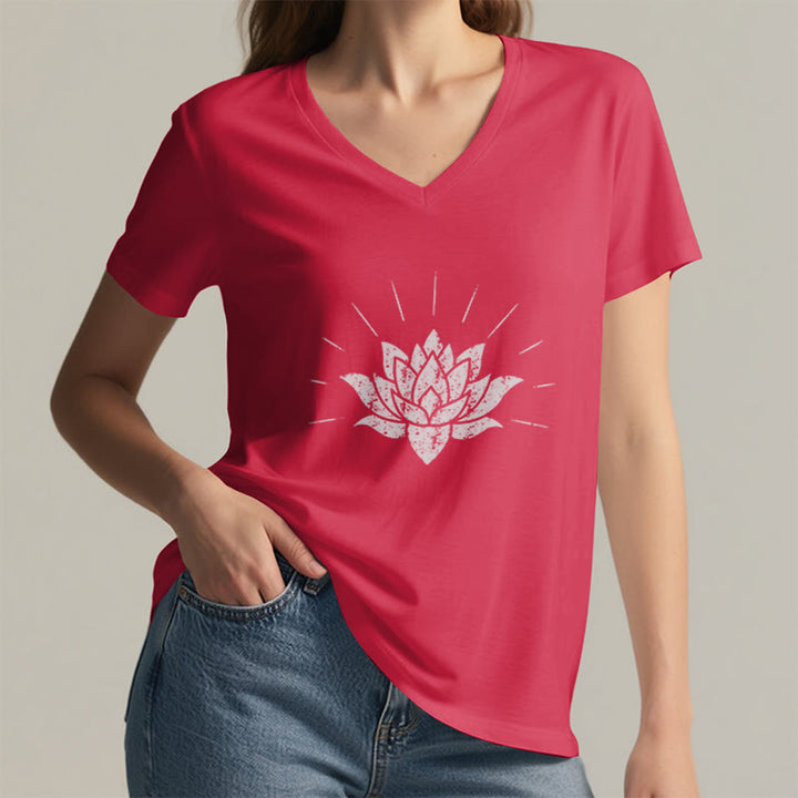 T-shirt con scollo a V Olivenorma Lotus Zen Yoga - image 15