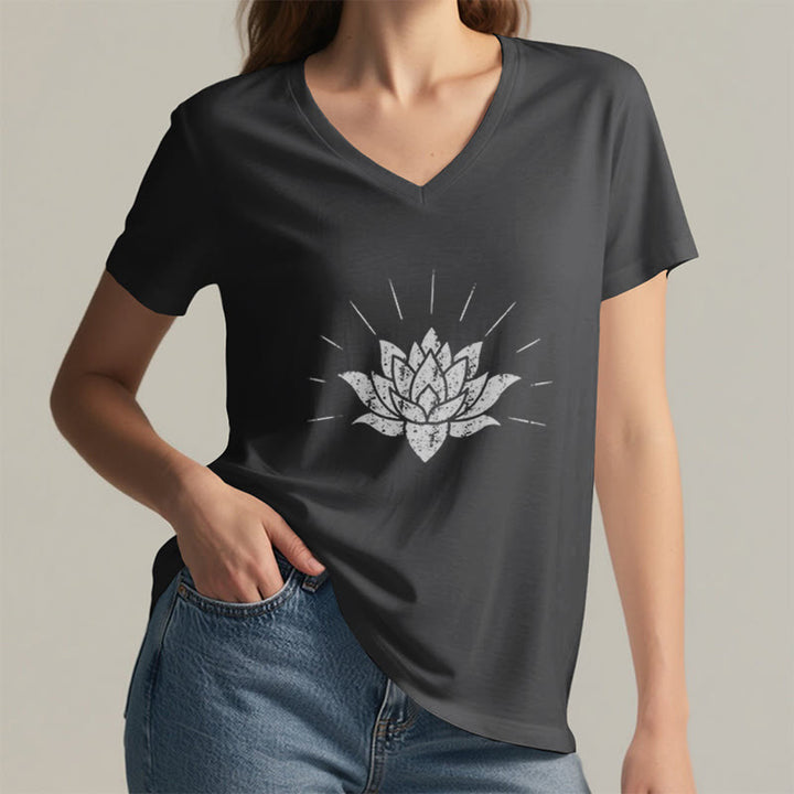 T-shirt con scollo a V Olivenorma Lotus Zen Yoga - image 1
