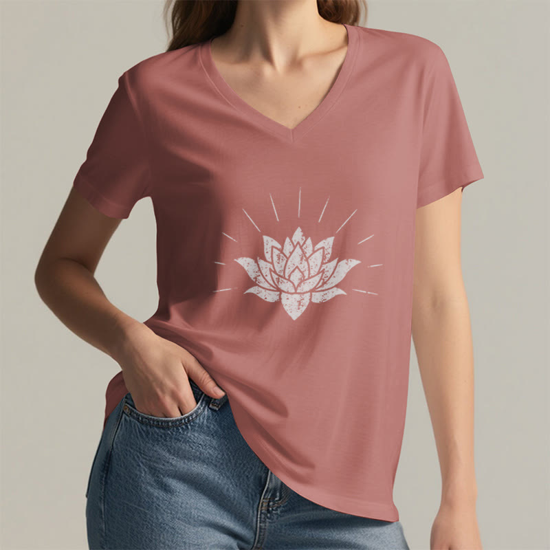T-shirt con scollo a V Olivenorma Lotus Zen Yoga - image 19