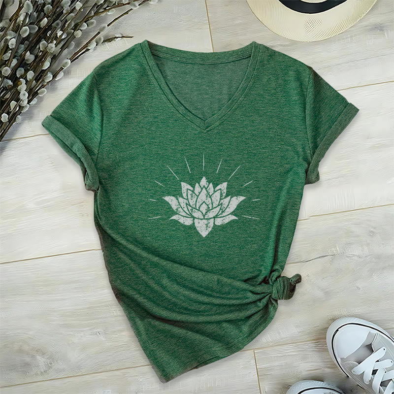 T-shirt con scollo a V Olivenorma Lotus Zen Yoga - Verde scuro - 2XL - image 10