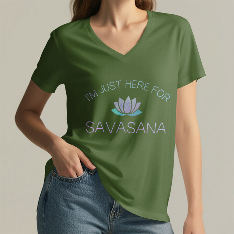 Olivenorma è qui per la maglietta con scollo a V Savasana Yoga - image 13