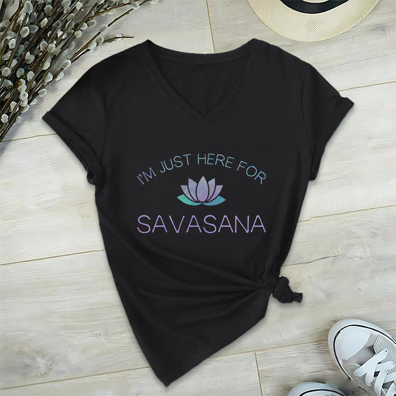 Olivenorma è qui per la maglietta con scollo a V Savasana Yoga - Nero - 2XL - image 0