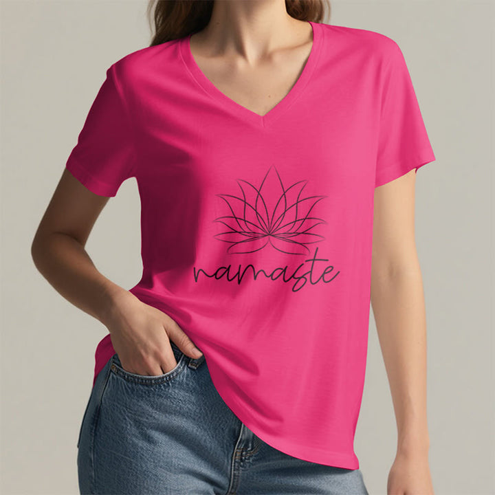 T-shirt con scollo a V Namaste per la meditazione yoga Olivenorma - image 21