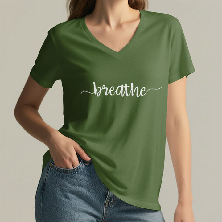 Olivenorma Breathe Yoga Meditation T-shirt con scollo a V - image 17