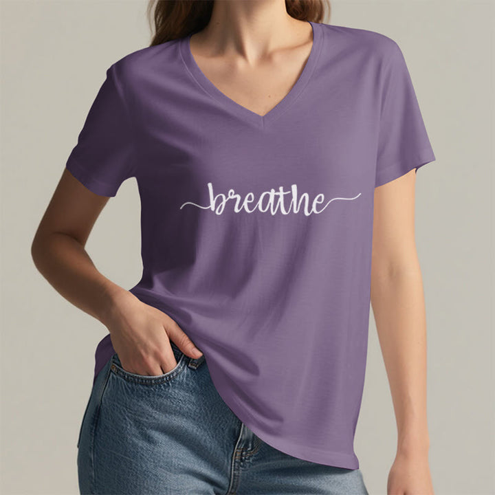 Olivenorma Breathe Yoga Meditation T-shirt con scollo a V - image 25