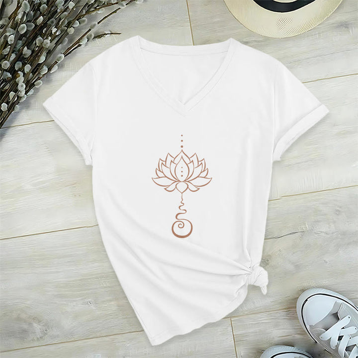 T-shirt con scollo a V Olivenorma Unalome Lotus Yoga - Bianco - 2XL - image 10