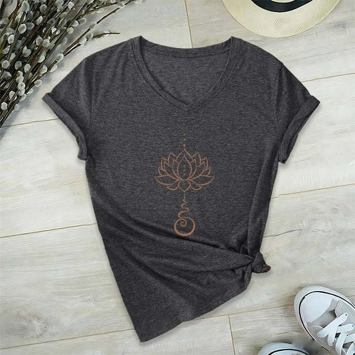 T-shirt con scollo a V Olivenorma Unalome Lotus Yoga - Grigio - 2XL - image 8