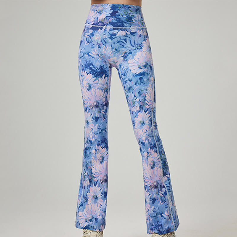 Olivenorma - Pantaloni da yoga e fitness stampati da donna - Blu - XL - image 0