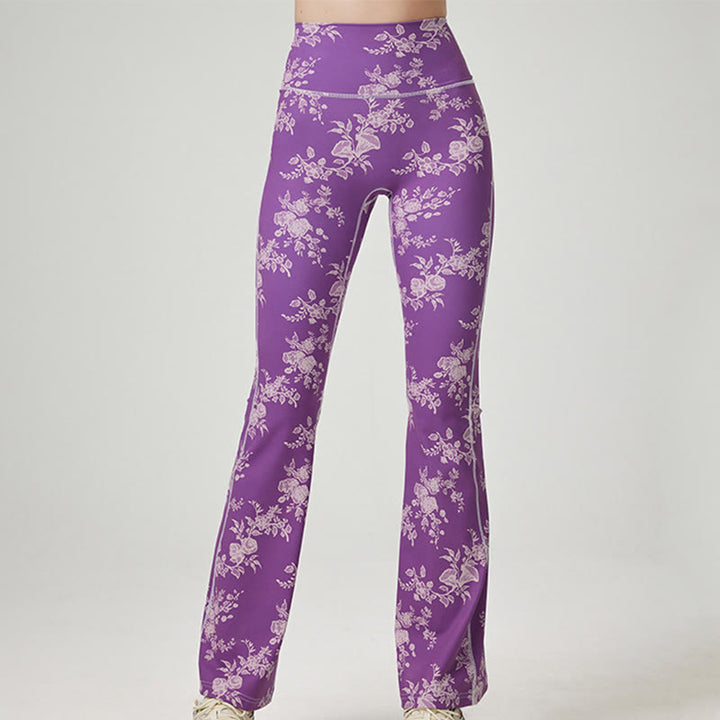 Olivenorma - Pantaloni da yoga e fitness stampati da donna - Viola - XL - image 10