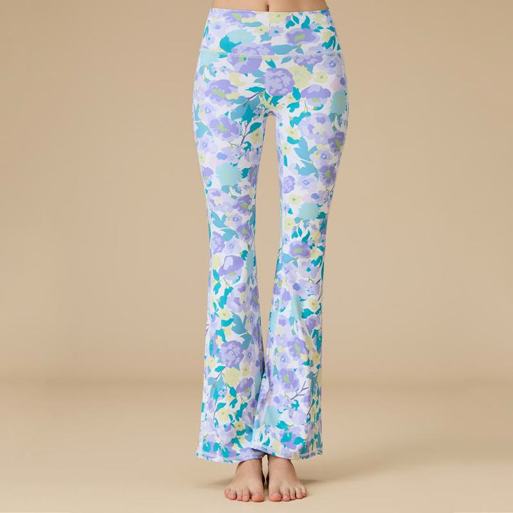 Olivenorma - Pantaloni da yoga svasati a vita alta scolpiti da donna - Fiore blu-viola - XL - image 13