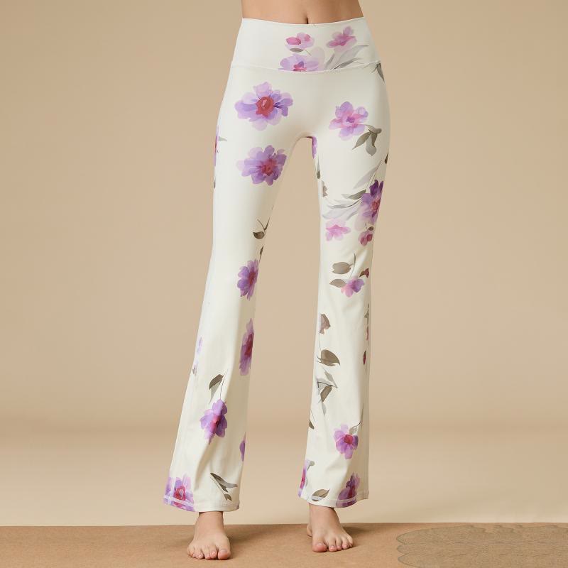 Olivenorma - Pantaloni da yoga svasati a vita alta scolpiti da donna - Rosa viola albicocca - XL - image 11