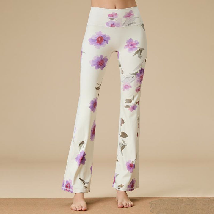 Olivenorma - Pantaloni da yoga svasati a vita alta scolpiti da donna - Rosa viola albicocca - XL - image 11