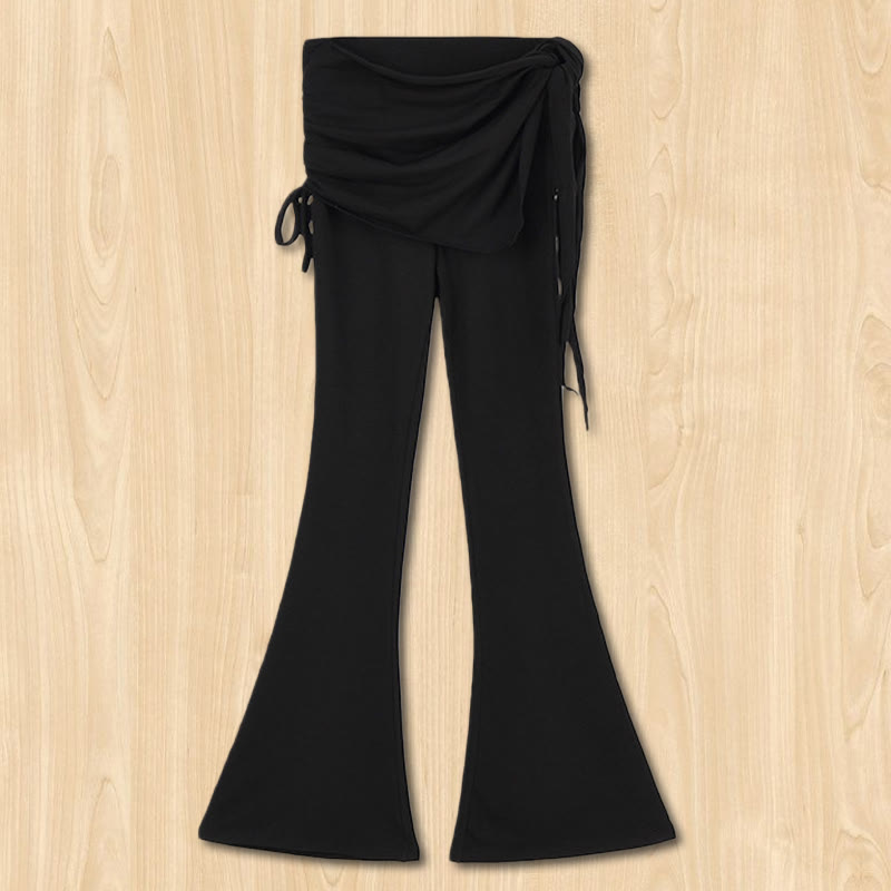 Pantaloni eleganti a vita alta con nodo da donna Olivenorma - Nero - L - image 5