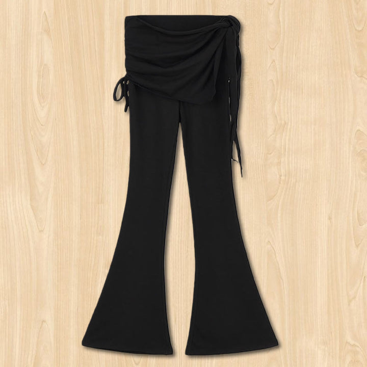 Pantaloni eleganti a vita alta con nodo da donna Olivenorma - Nero - L - image 5