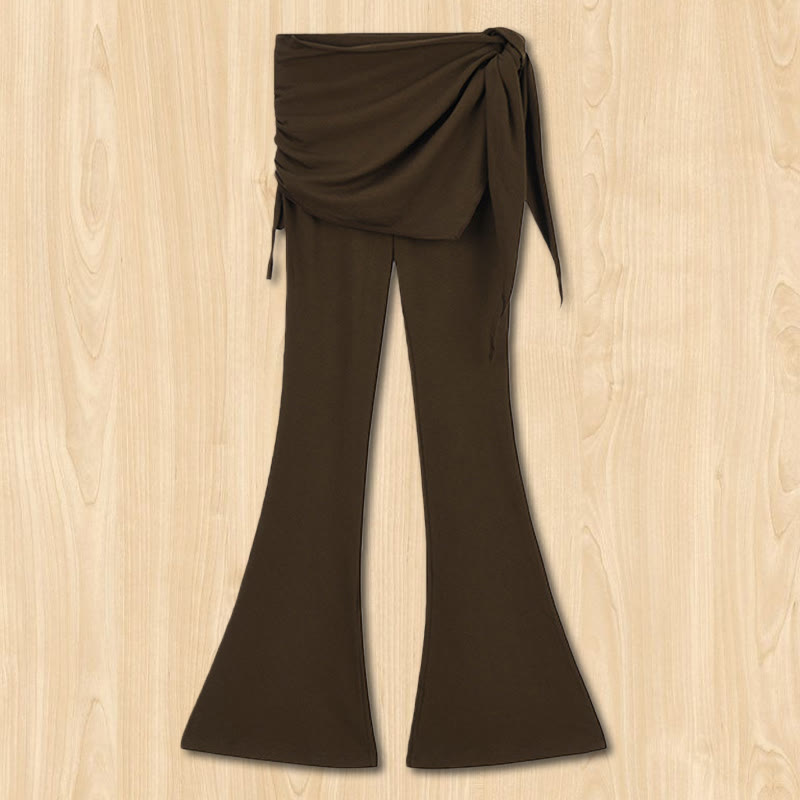 Pantaloni eleganti a vita alta con nodo da donna Olivenorma - Marrone - L - image 0