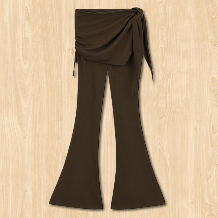 Pantaloni eleganti a vita alta con nodo da donna Olivenorma - Marrone - L - image 0