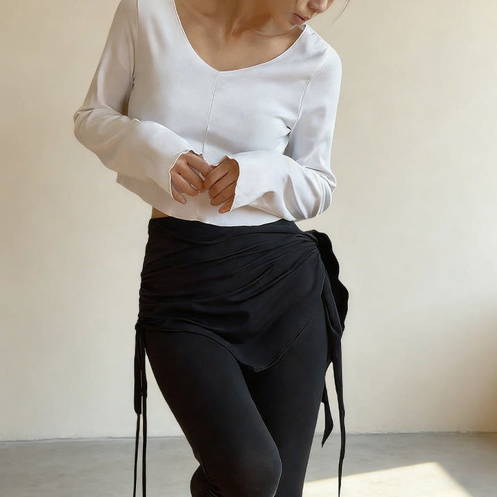 Pantaloni eleganti a vita alta con nodo da donna Olivenorma - image 7