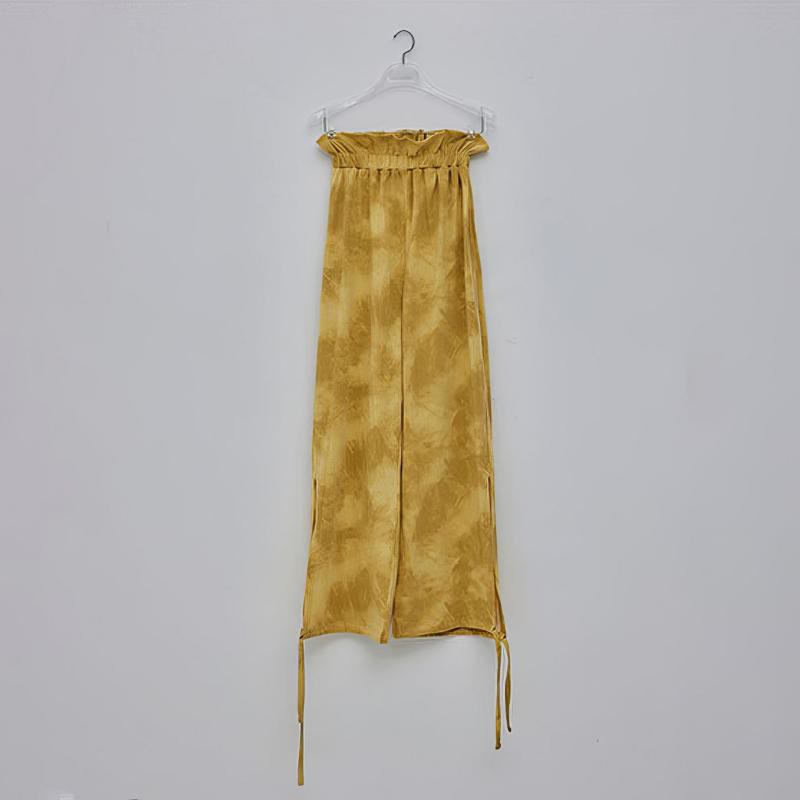 Olivenorma Pantaloni da yoga con stampa a inchiostro e nodo dritto da donna - Giallo - XL - image 9