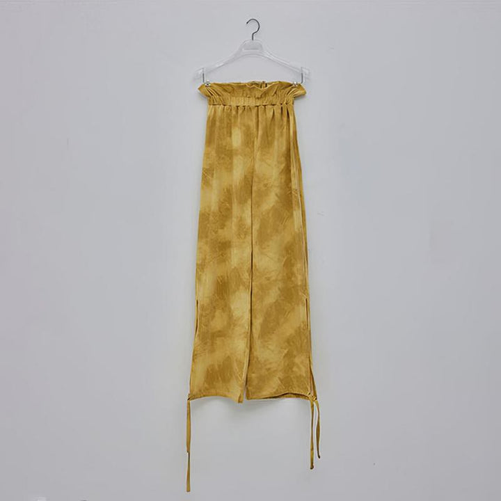 Olivenorma Pantaloni da yoga con stampa a inchiostro e nodo dritto da donna - Giallo - XL - image 9