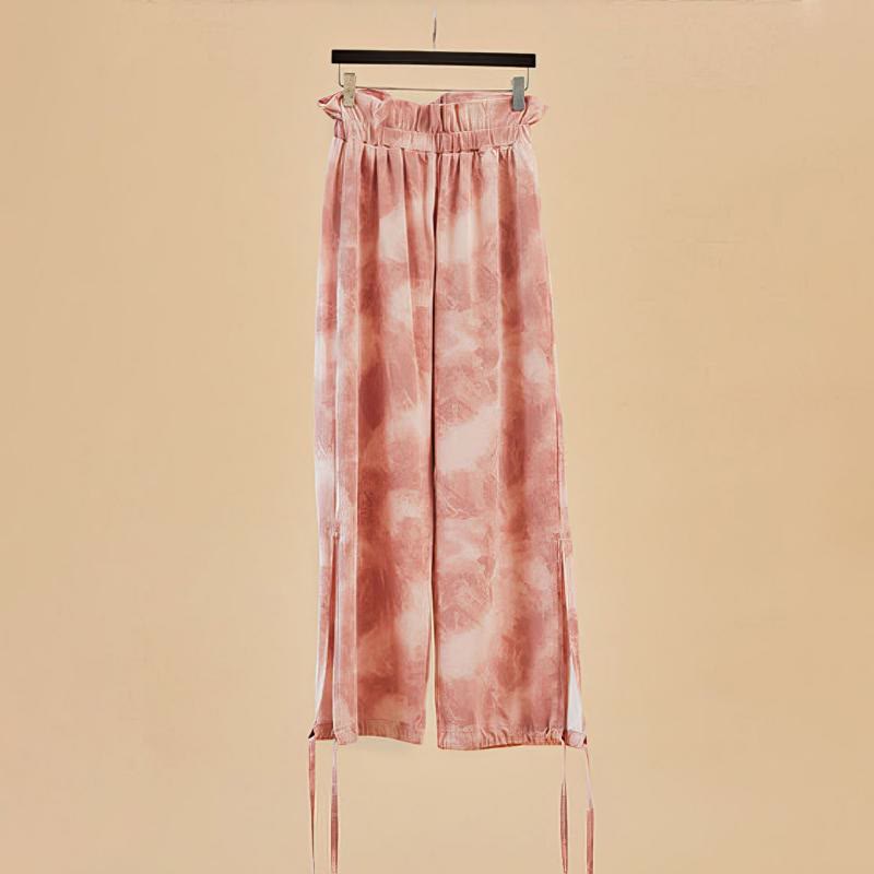 Olivenorma Pantaloni da yoga con stampa a inchiostro e nodo dritto da donna - Rosso - XL - image 1